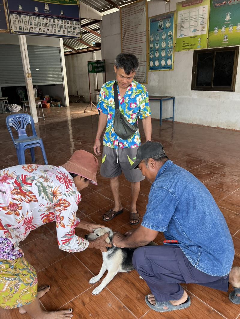 ลงพื้นที่ฉีดวัคซีนพิษสุนัขบ้า ตามโครงการขับเคลื่อนโครงการสัตว์ปลอดโรค คนปลอดภัยจากโรคพิษสุนัขบ้า ประจำปี พ.ศ. 2568
